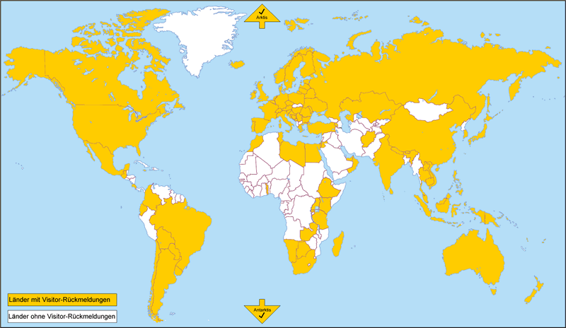 Karte mit Ländern der Visitor-Aktion von Ragnhild Becker und Gunar Seitz